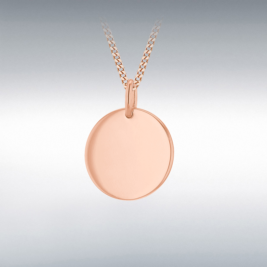 Sterling Silver Rose Gold Plated 15mm Polished Disc Pendant