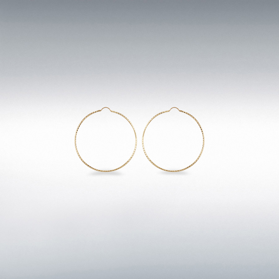 9ct Yellow Gold 30mm Diamond Cut Hoop Earrings