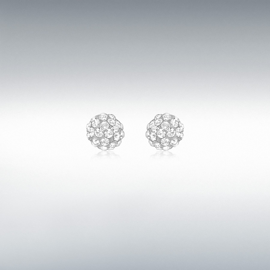 9ct Yellow Gold Crystal 5mm Ball Stud Earrings