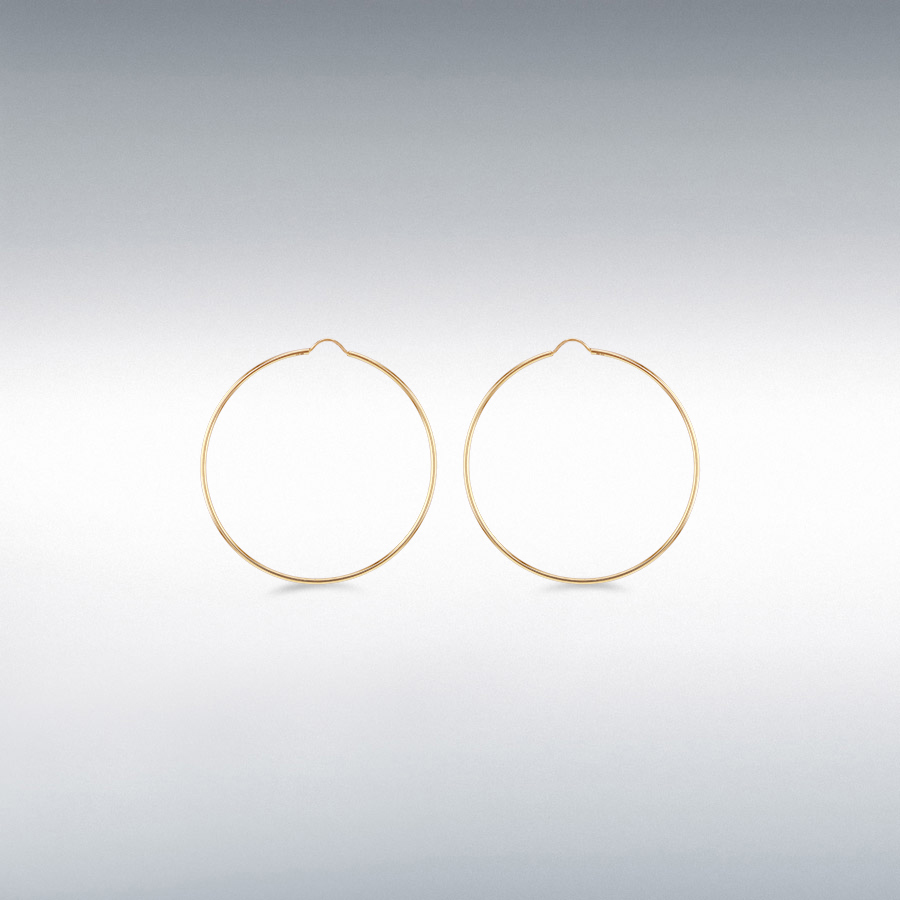 9ct Yellow Gold 40mm Plain Hoop Earrings