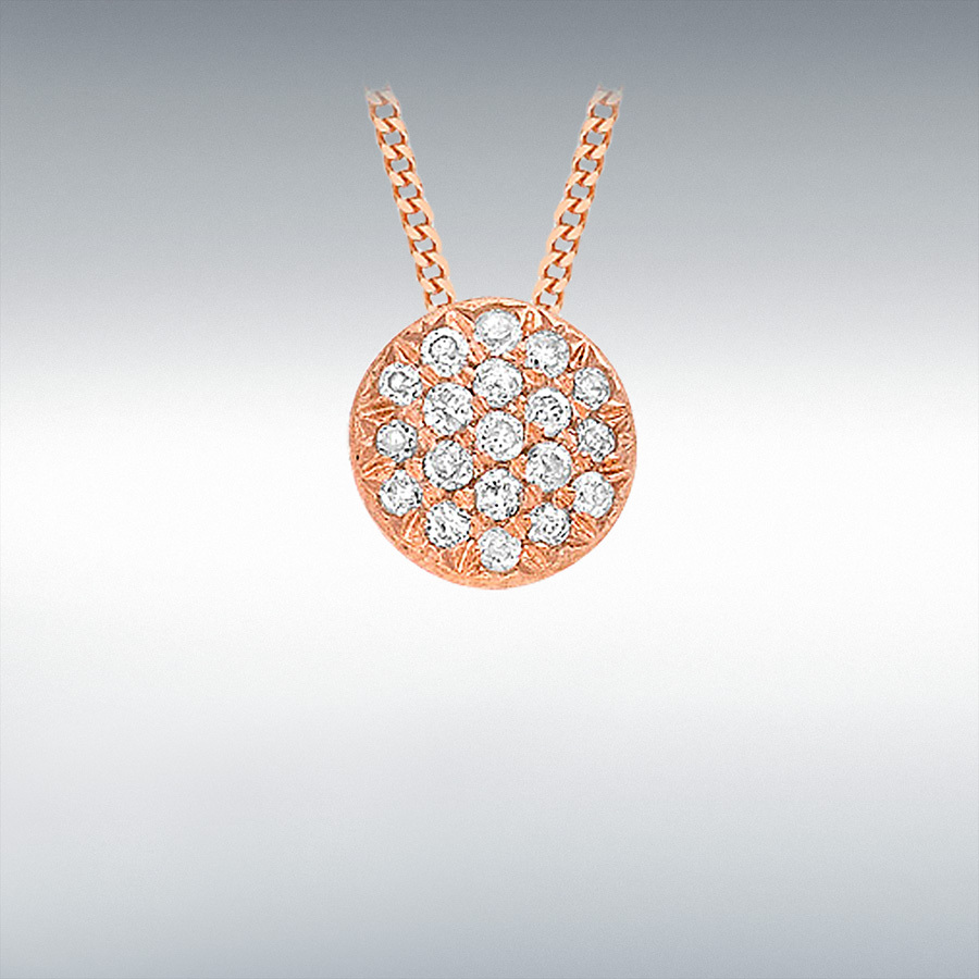 9ct Rose Gold 0.05ct Pave Set Diamond 6mm Round Pendant