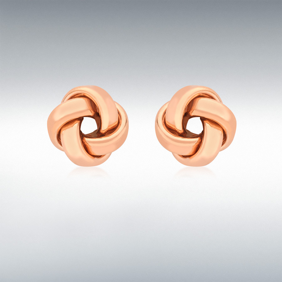 9ct Rose Gold 10mm Knot Stud Earrings