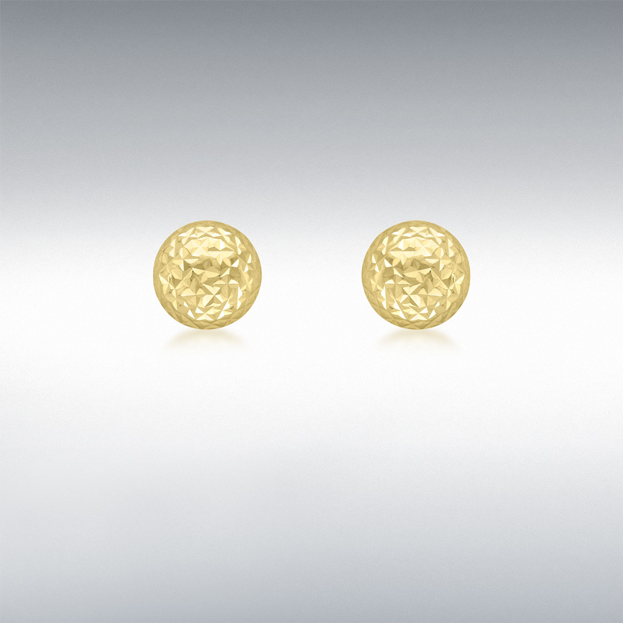 9ct Yellow Gold 8mm Diamond Cut Dome Stud Earrings