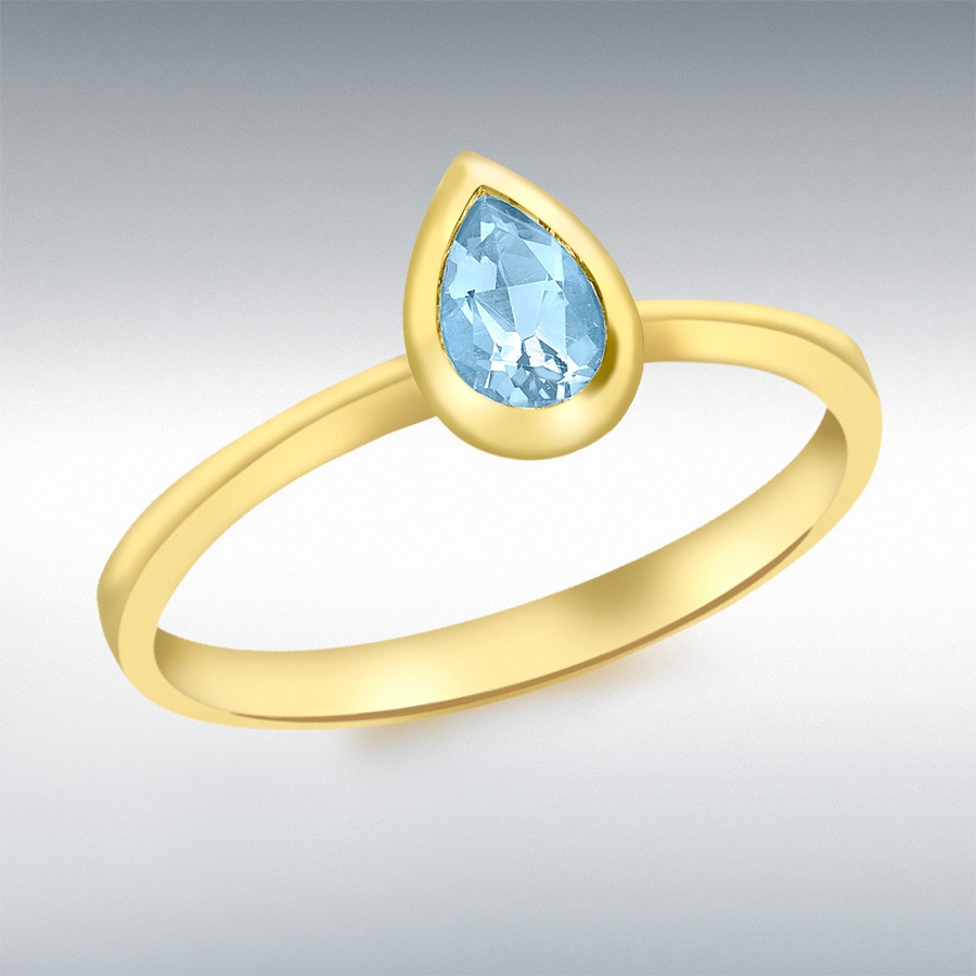 9ct Yellow Gold Blue Swiss Topaz Ring