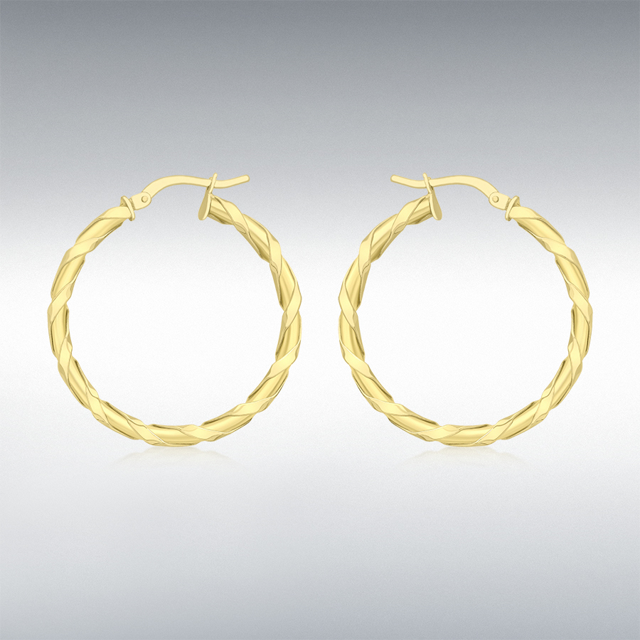 9ct Yellow Gold 30mm Twist Creole Earrings