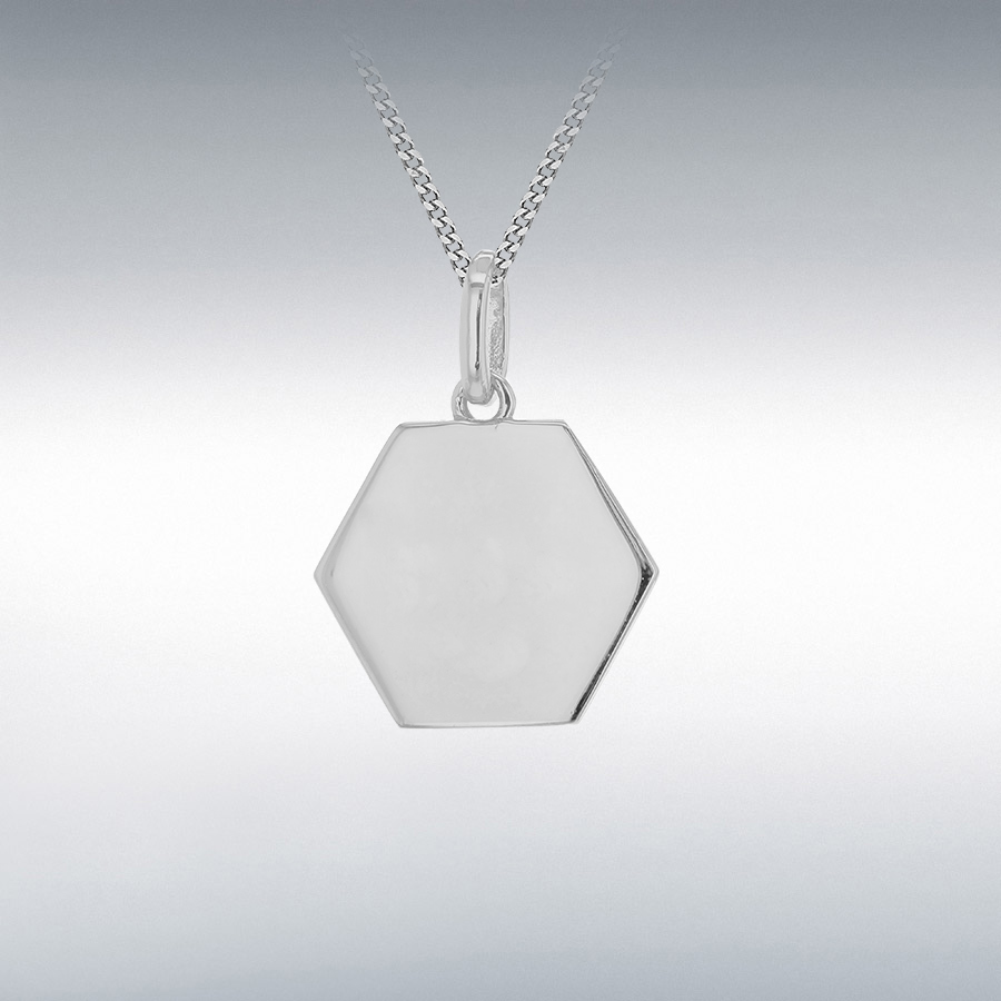 Sterling Silver 16mm x 22mm Polished Hexagon Pendant