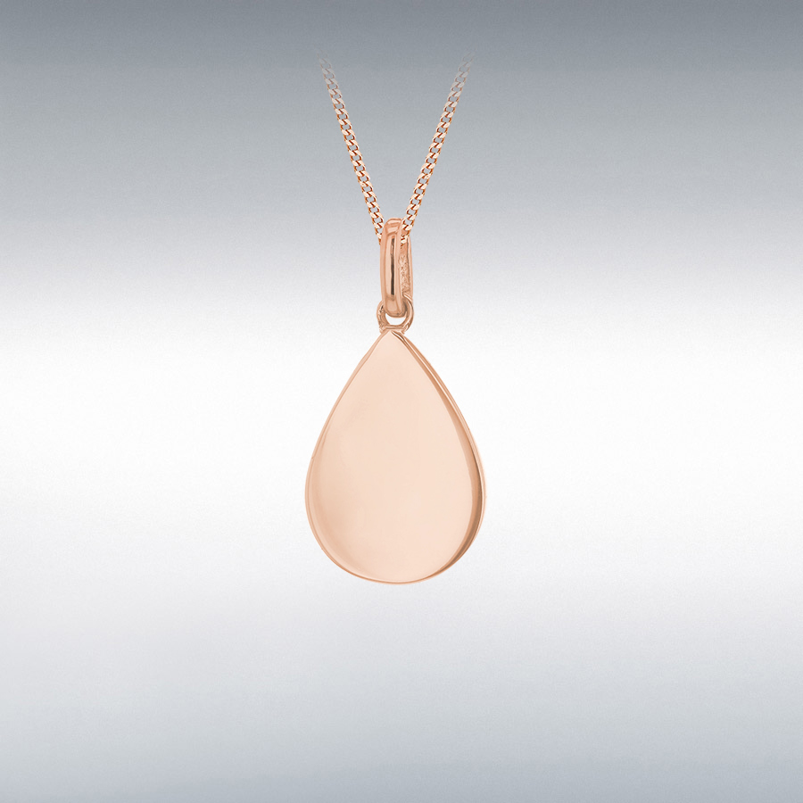 Sterling Silver Rose Gold Plated 10.5mm x 23mm Polished Teardrop Pendant