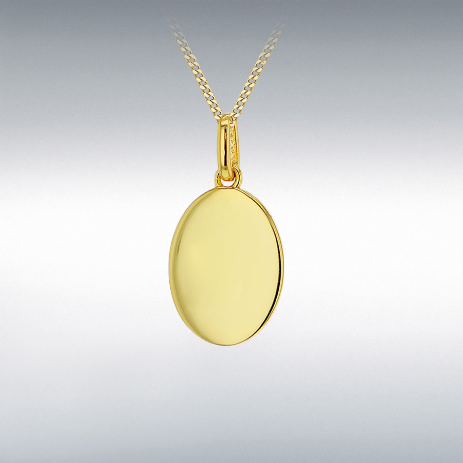 Sterling Silver Yellow Gold Plated 12mm x 24mm Polished Oval Pendant