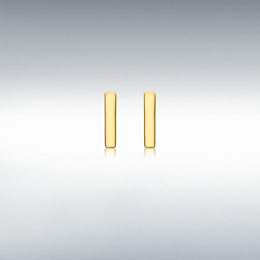 9ct Yellow Gold 1mm x 5mm 'I' Initial Stud Earrings