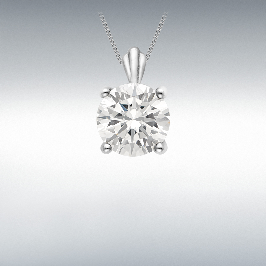 9ct White Gold Round CZ 6.5mm x 9.5mm Pendant