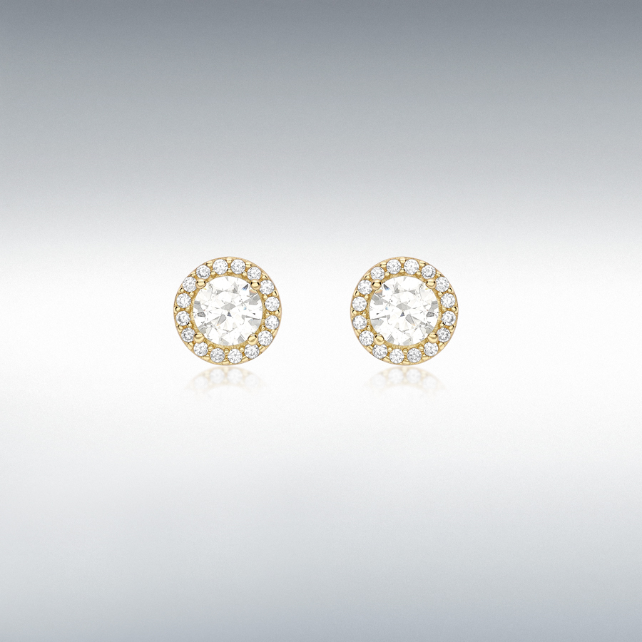 9ct Yellow Gold CZ 7.5mm Stud Earrings