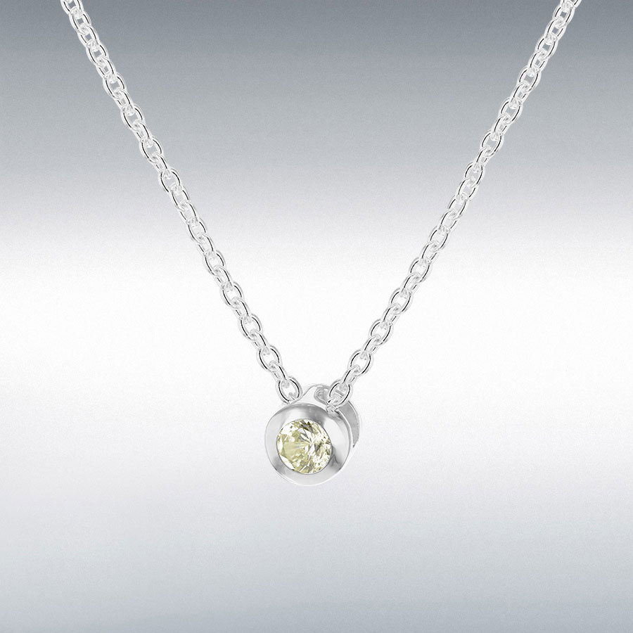 Sterling Silver Light Green 3mm CZ August Birthstone Adjustable Necklace 41cm/16"-46cm/18" 