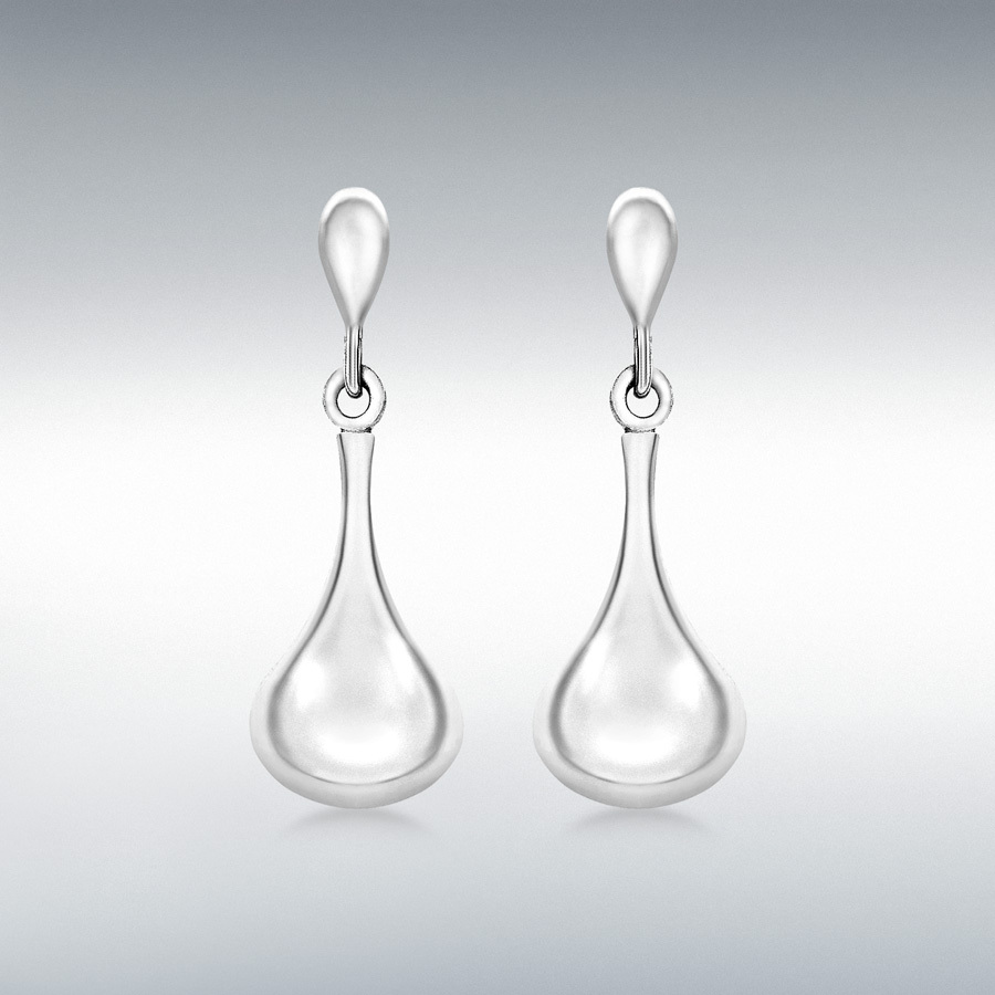 9ct White Gold 8mm x 22mm Bell Drop Earrings