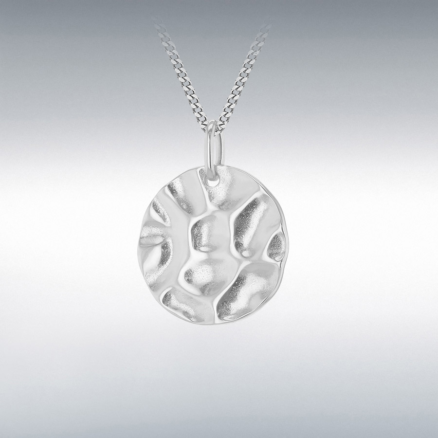 Sterling Silver 17mm Hammered Disc Pendant