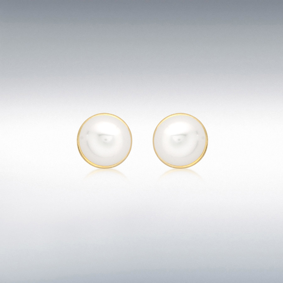 9ct Yellow Gold 5mm Freshwater Pearl 6mm Stud Earrings