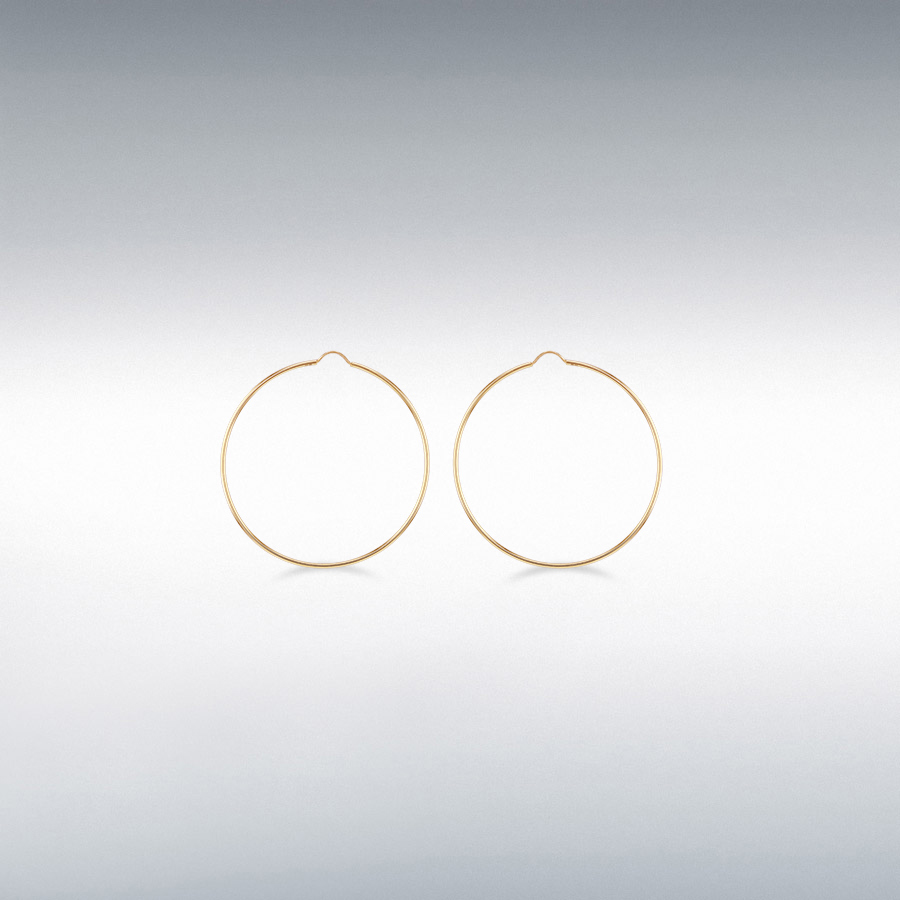 9ct Yellow Gold 30mm Plain Hoop Earrings