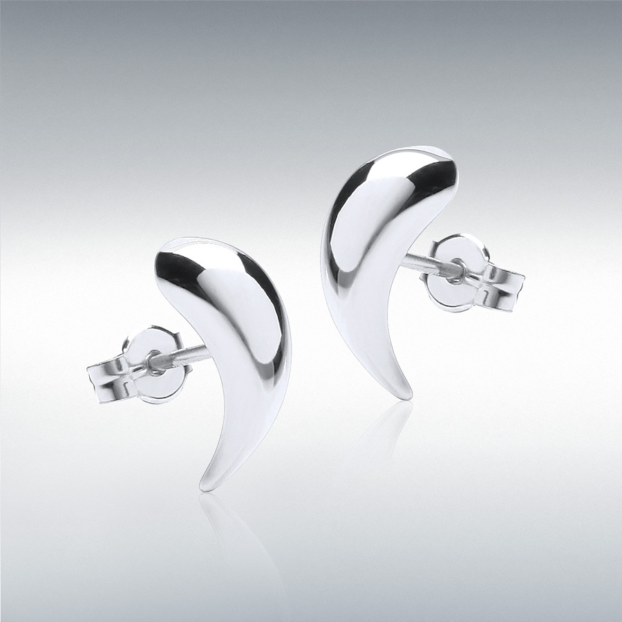 9ct White Gold 5mm x 12mm Stud Earrings