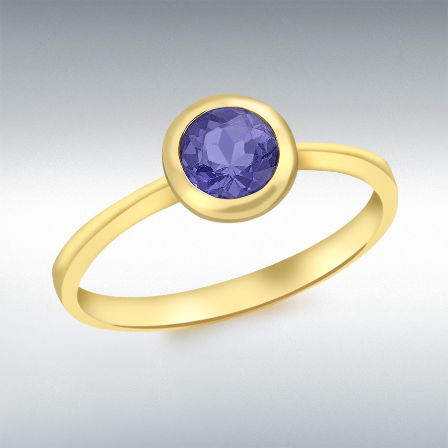 9ct Yellow Gold Round Iolite Ring