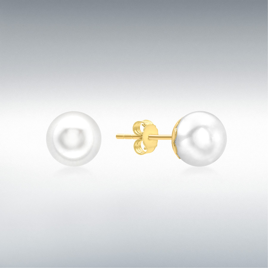 9ct Yellow Gold 8mm Freshwater Pearl Stud Earrings