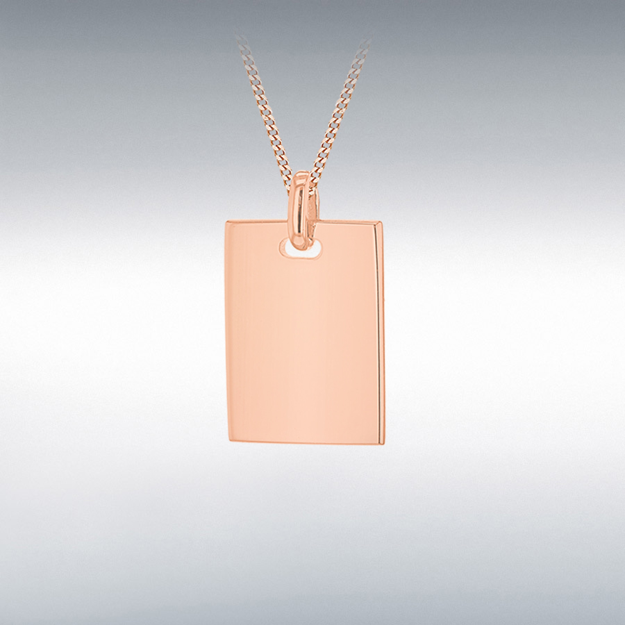 Sterling Silver Rose Gold Plated 14.5mm x 24mm Polished Rectangle Pendant