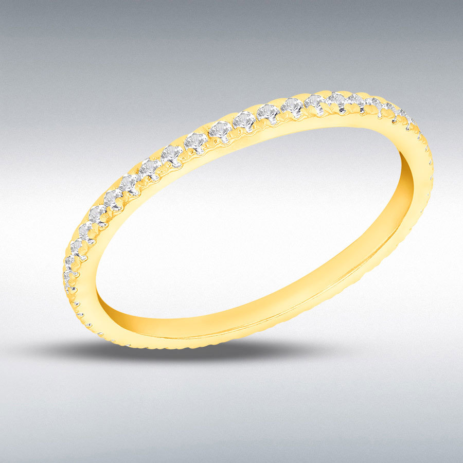 Sterling Silver Yellow Gold Plated  40 x  1.5mm White CZ Eternity Ring