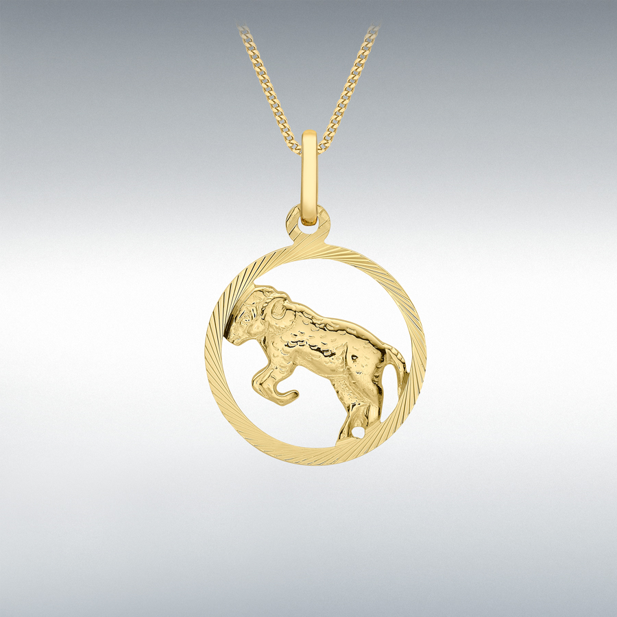 9ct Yellow Gold 15mm x 23mm Diamond Cut Aries Zodiac Pendant