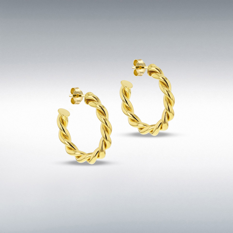 Stering Silver Gold Plated Twisted Open Hoop Earring