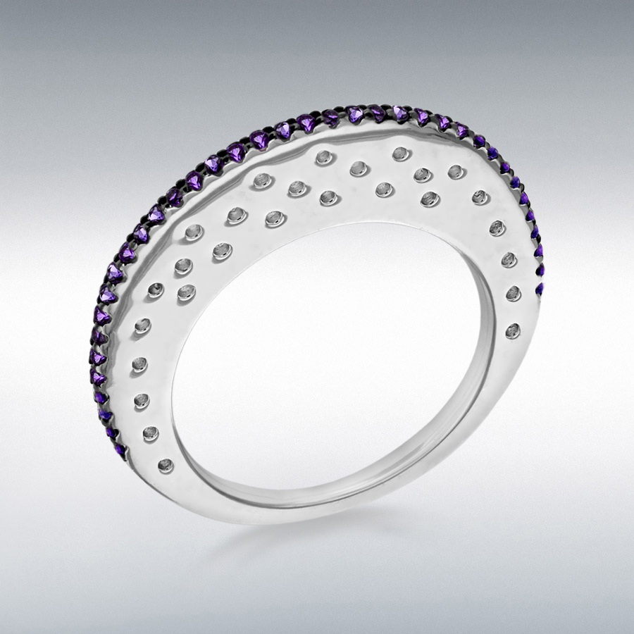 Sterling Silver Purple CZ 1.5mm x 7mm Flat Disc Ring