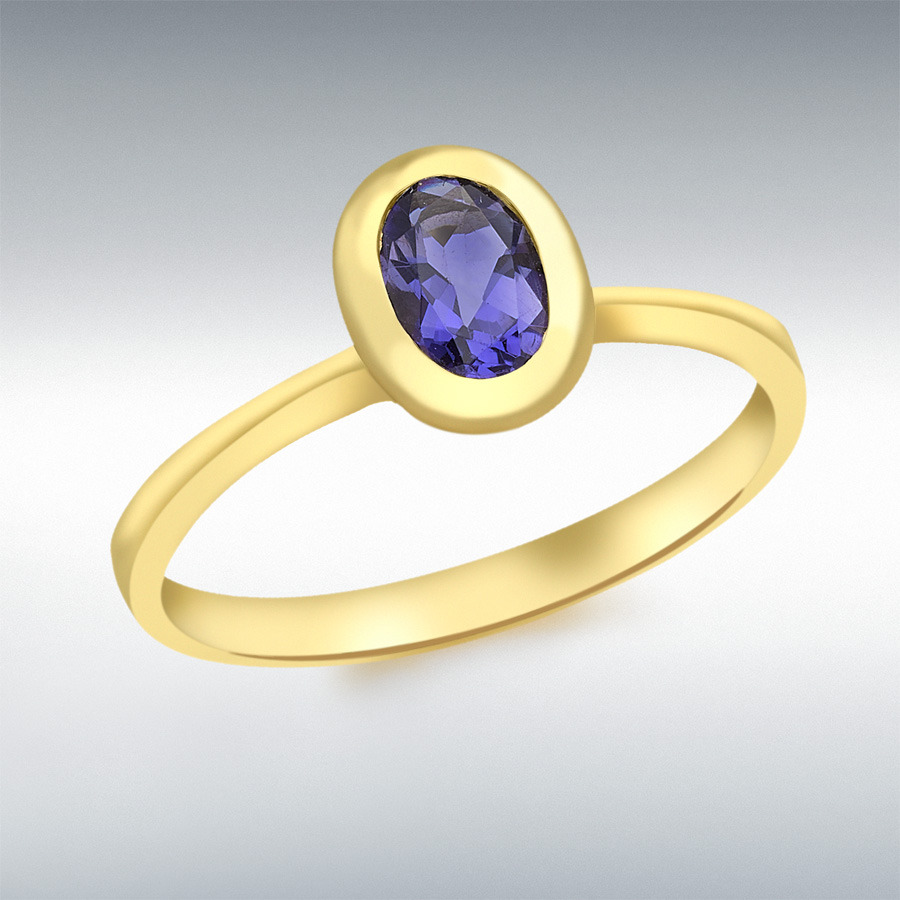 9ct Yellow Gold Oval Iolite Ring