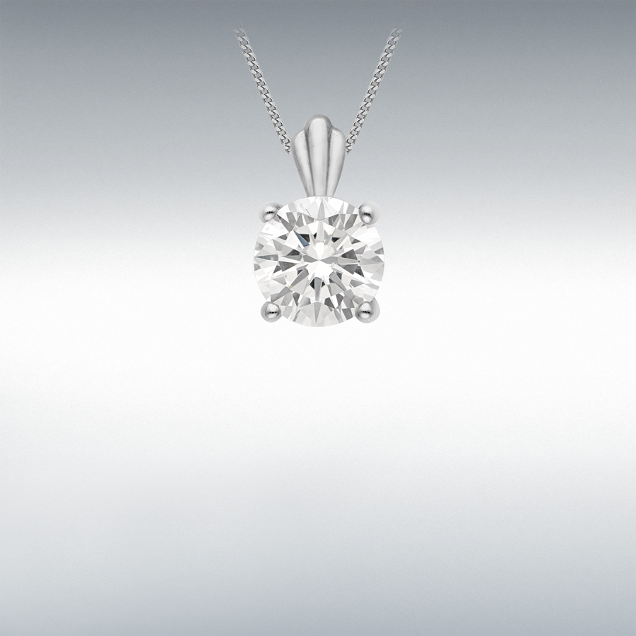 9ct White Gold Round CZ 5mm x 8mm Pendant