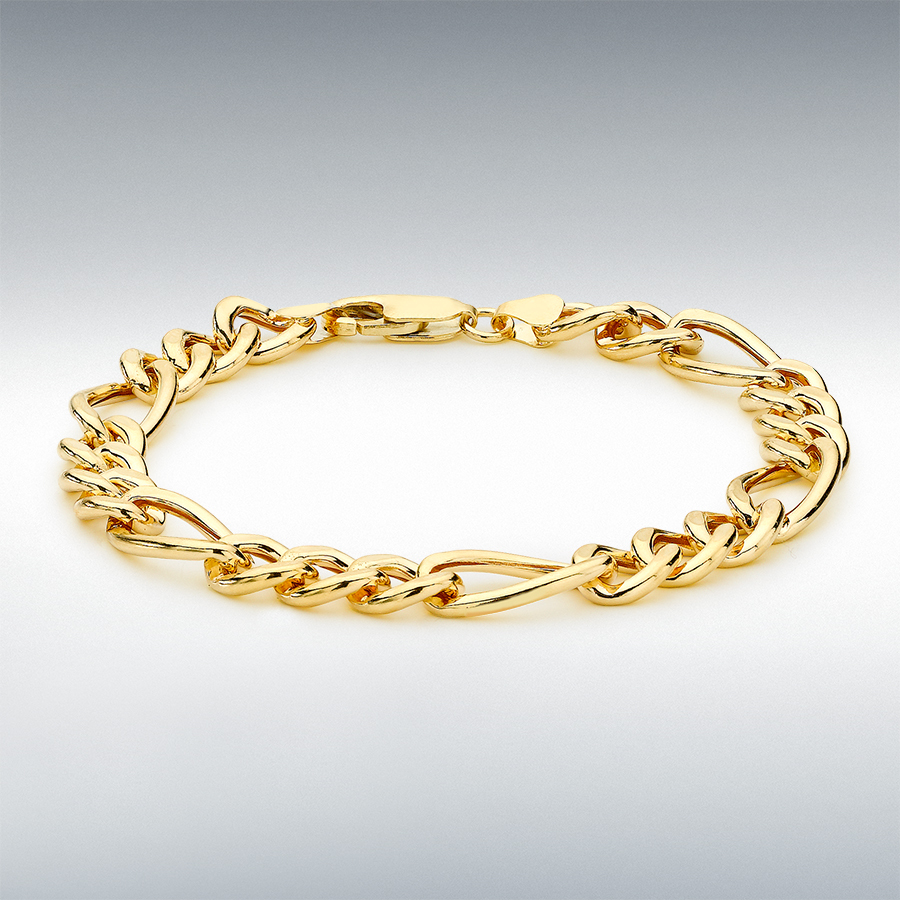 9ct Yellow Gold Hollow Figaro Bracelet 19cm/7.5"