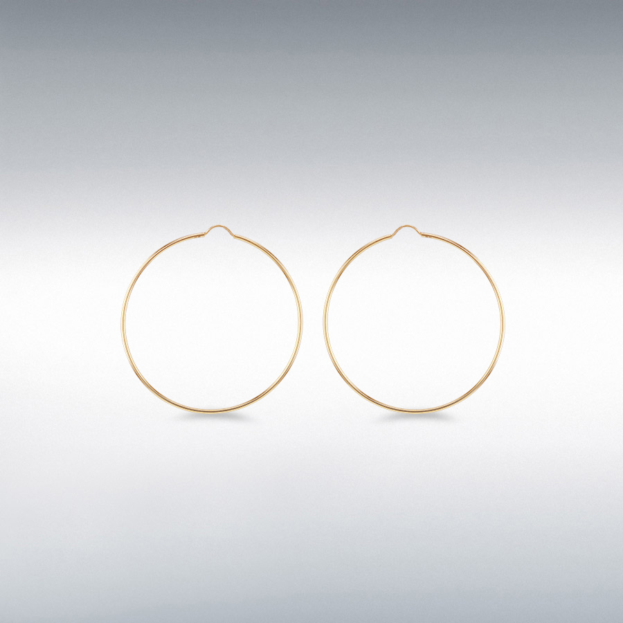 9ct Yellow Gold 50mm Plain Hoop Earrings