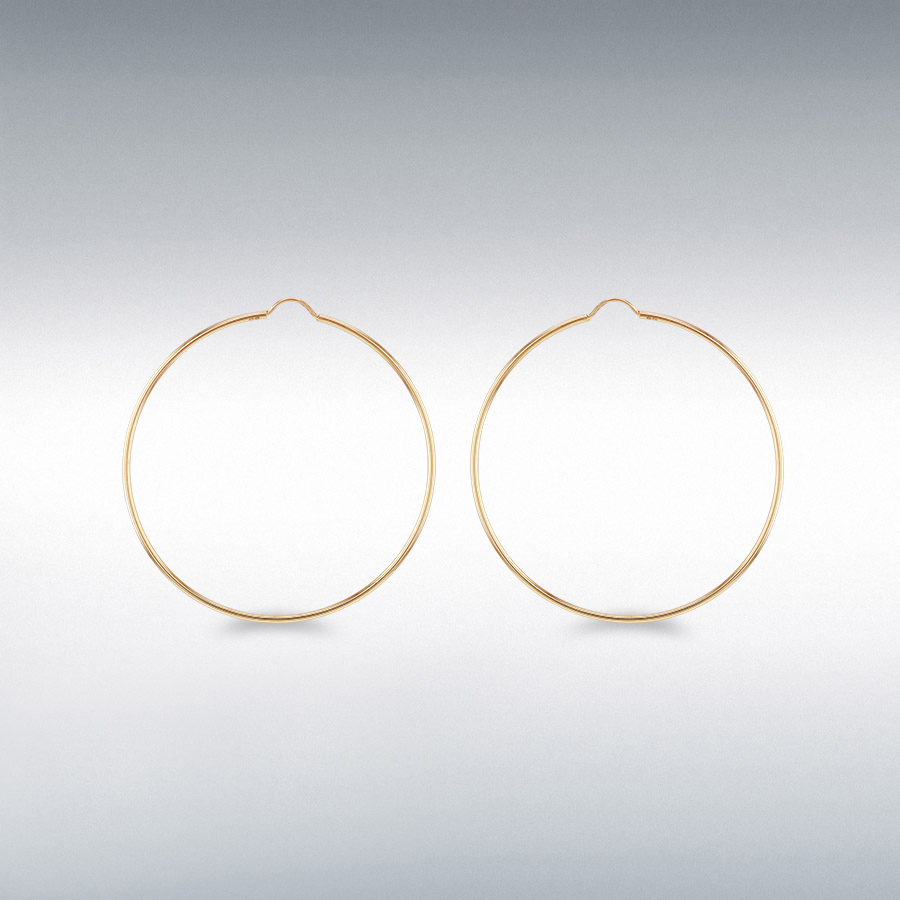 9ct Yellow Gold 70mm Plain Hoop Earrings