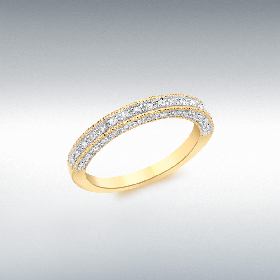 9ct Yellow Gold 0.32ct Diamond Pave Set Half-Eternity Ring | 9ct Gold ...