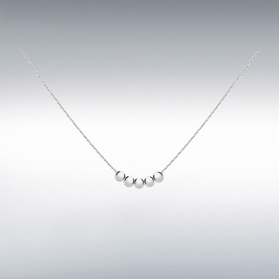 Sterling Silver 5 x 4mm Balls and Diamond Cut Snake Chain Necklace 46cm/18