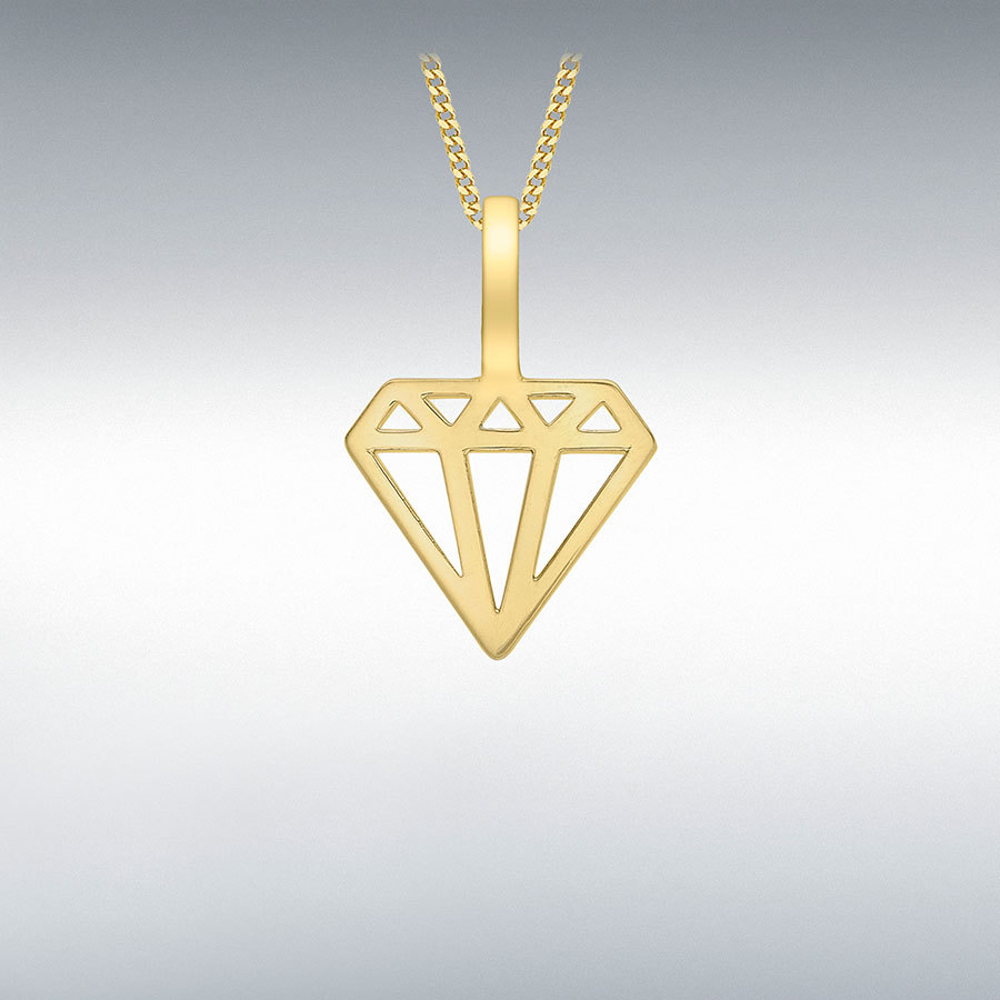 9ct Yellow Gold 7.5mm x 11.5mm Diamond-Outline Pendant