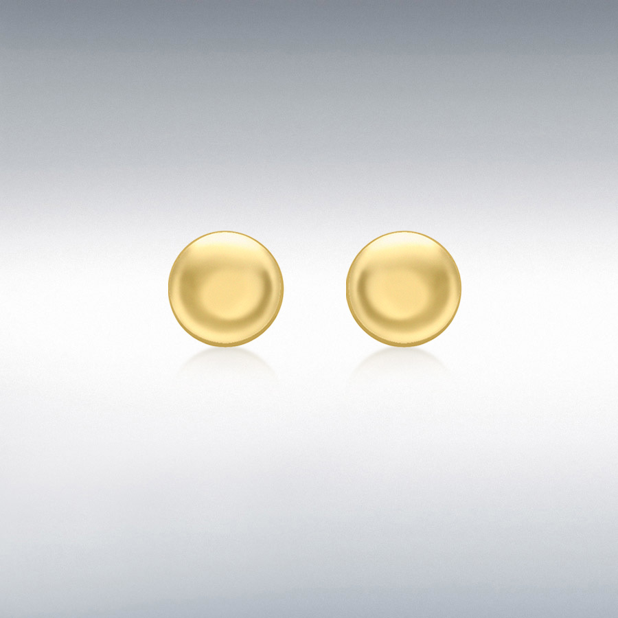 9ct Yellow Gold 7mm Flat Button Stud Earrings