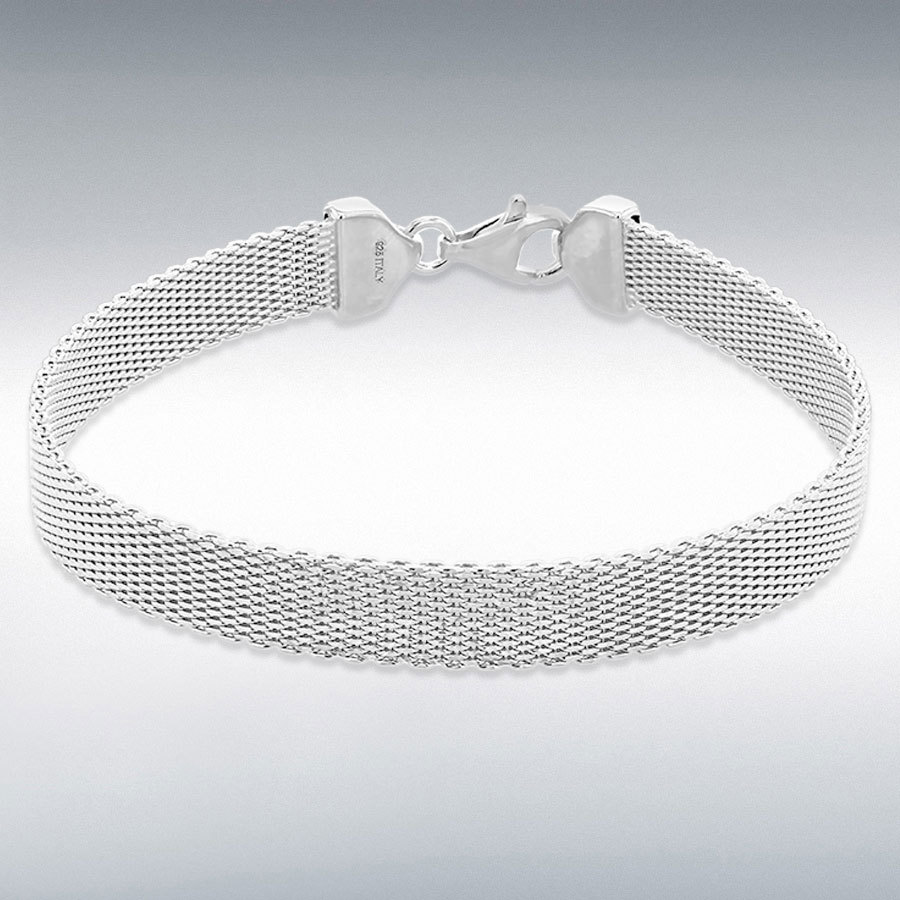 Sterling Silver 7.5mm Diamond Cut and Plain Reversible Bracelet 19cm/7.5"