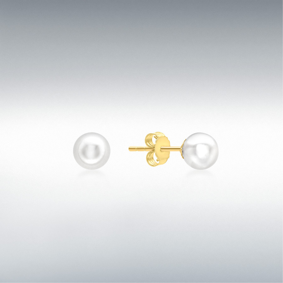 9ct Yellow Gold 5mm Freshwater Pearl Stud Earrings