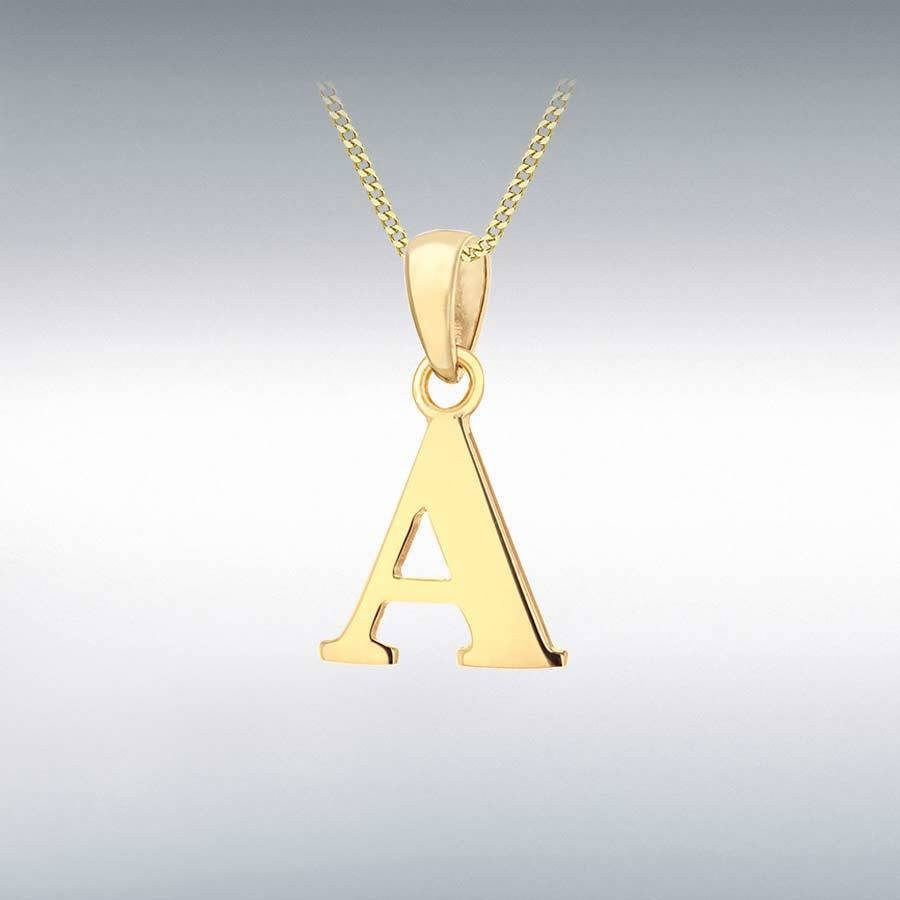 9ct Yellow Gold 9.5mm x 16mm Plain 'A' Initial Pendant