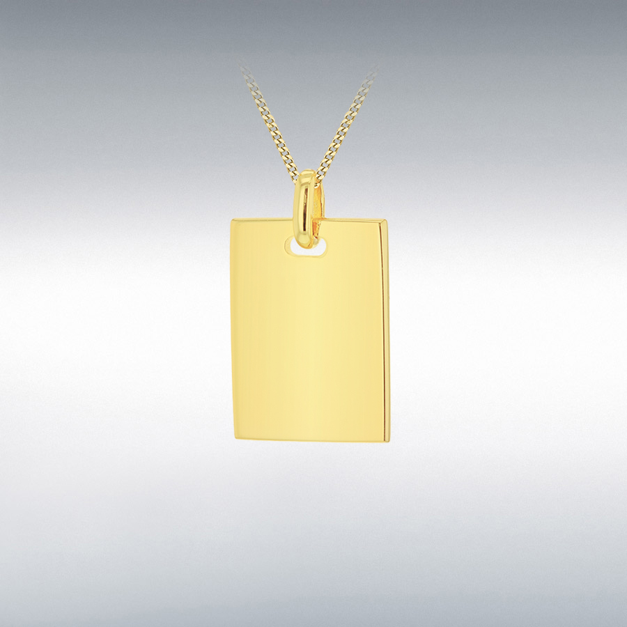 Sterling Silver Yellow Gold Plated 14.5mm x 24mm Polished Rectangle Pendant