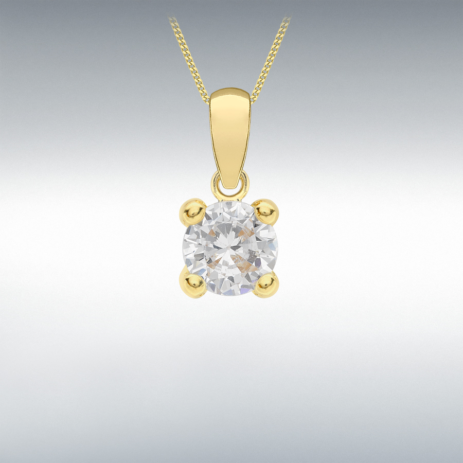 9ct Yellow Gold White 5mm CZ April Birthstone Pendant