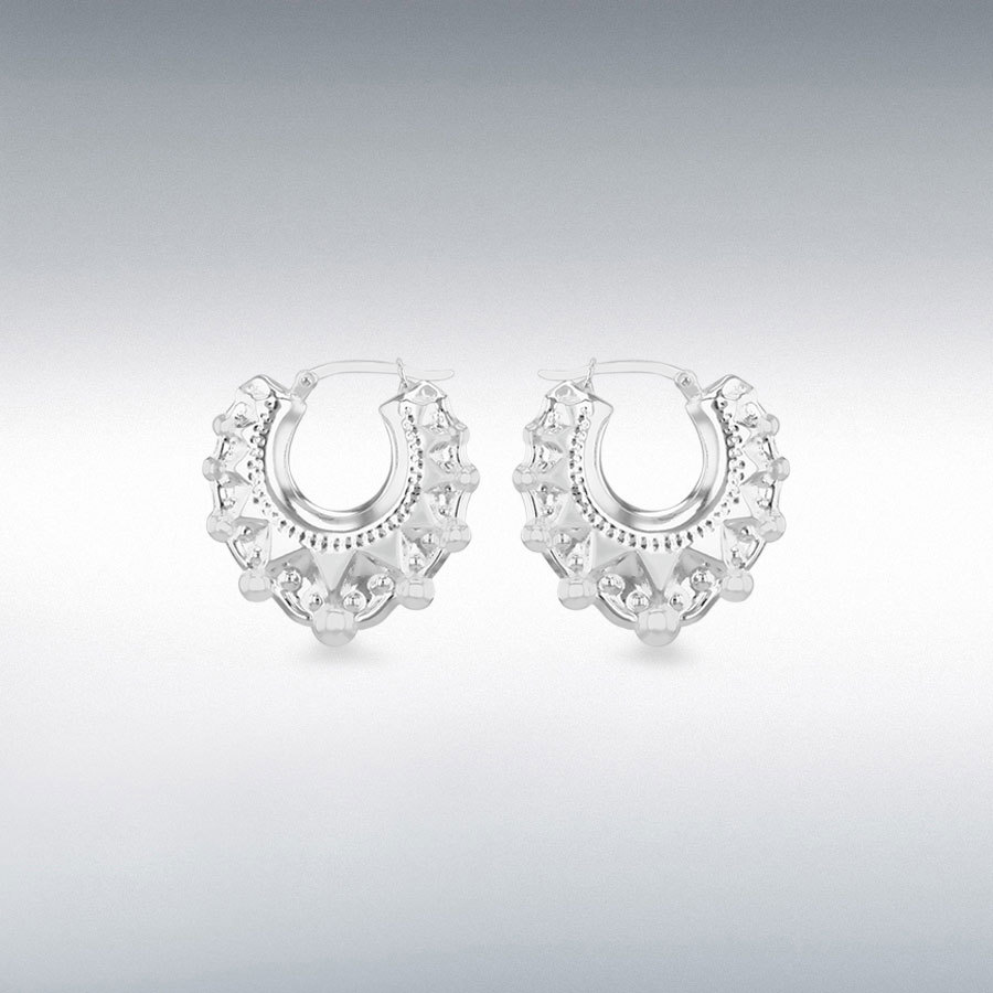 Sterling Silver 28.5mm x 29.3mm Hollow Patterned Creole Earring