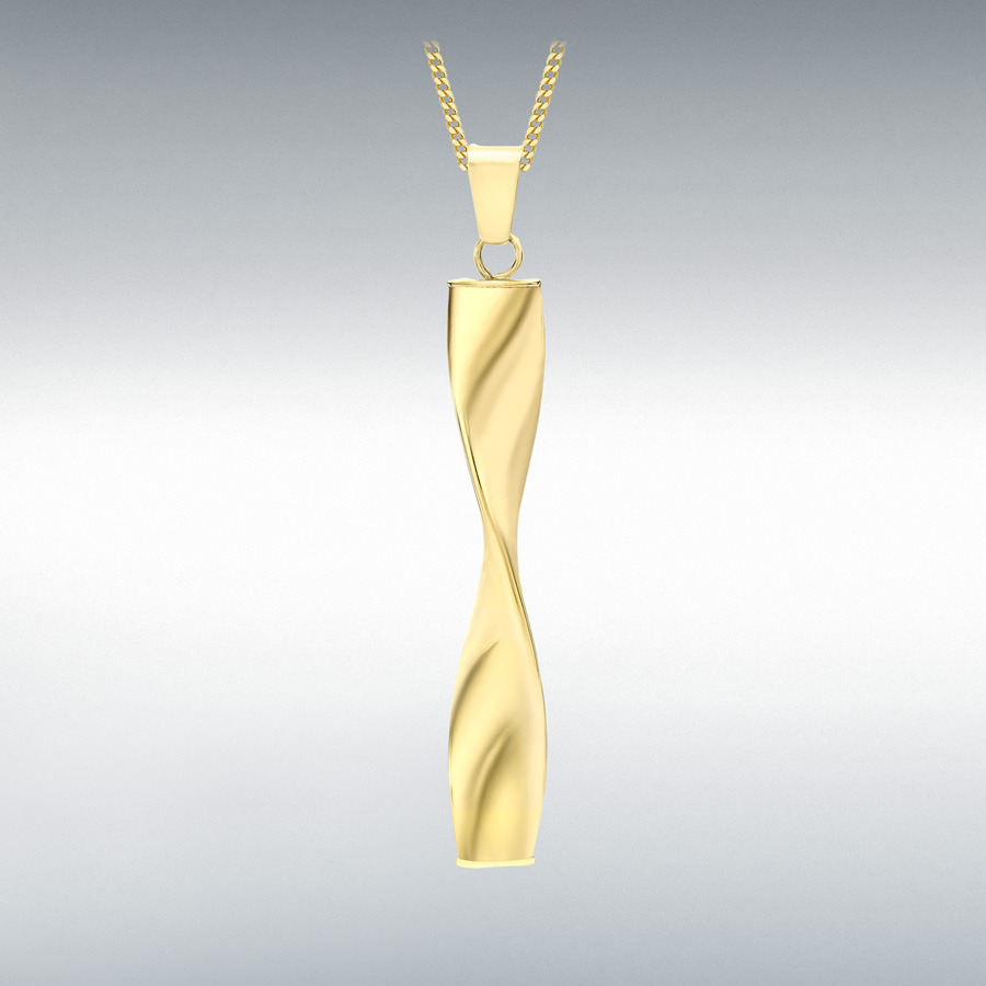 9ct Yellow Gold 6mm x 44mm Twist Drop Pendant