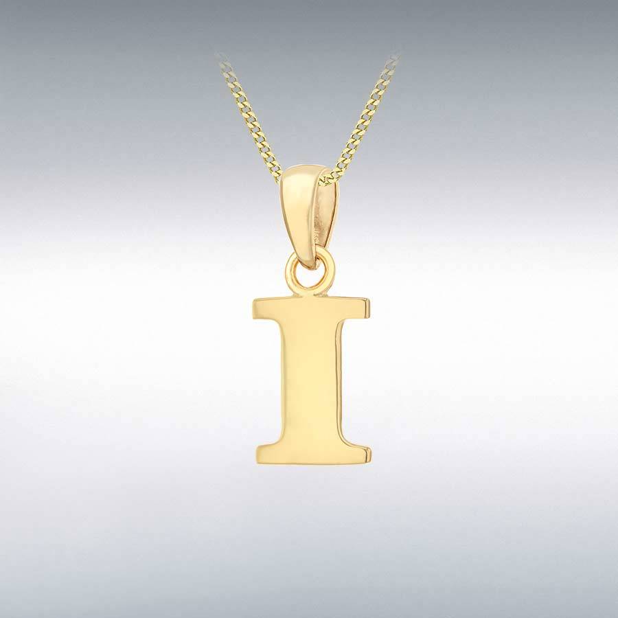 9ct Yellow Gold 6.5mm x 16mm Plain 'I' Initial Pendant