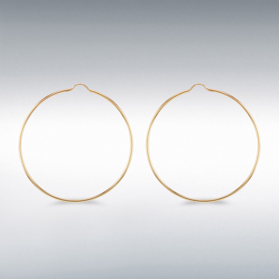 9ct Yellow Gold 80mm Plain Hoop Earrings