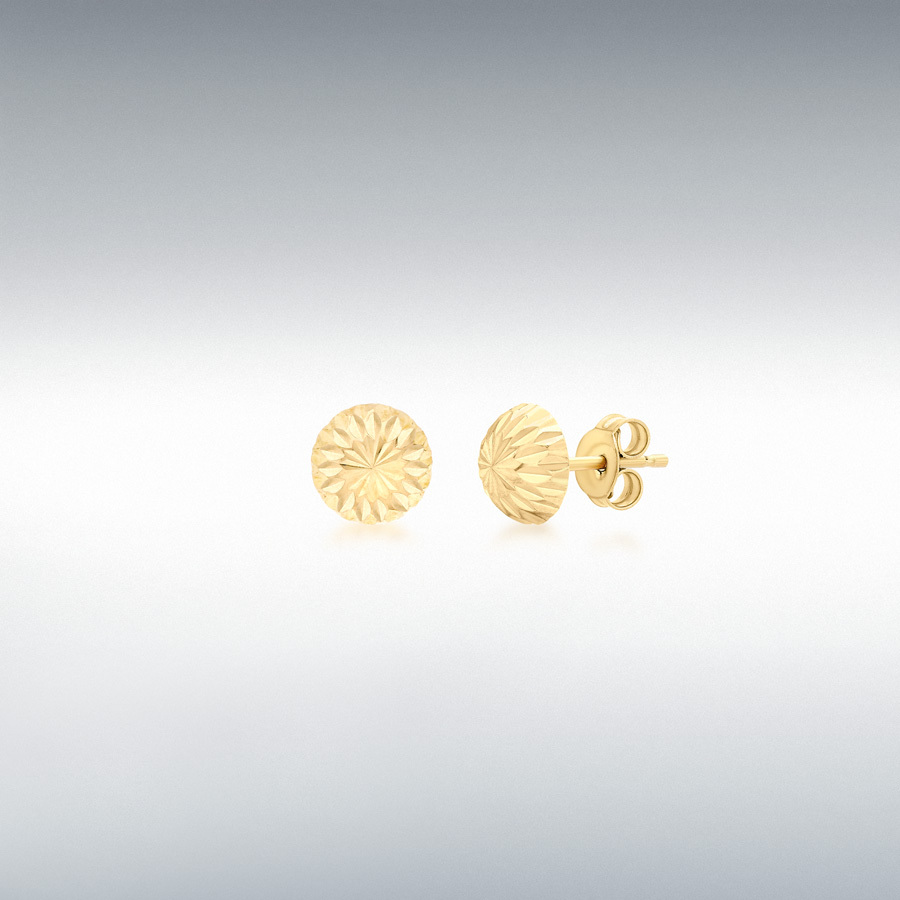 9ct Yellow Gold 6mm Diamond-Cut Half-Ball Stud Earrings