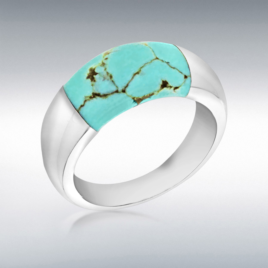 Sterling Silver Turquoise 8.5mm Domed Ring