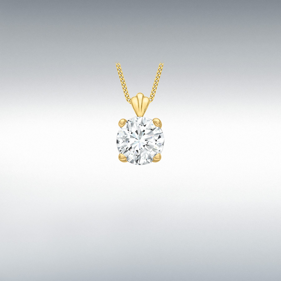 9ct Yellow Gold Round CZ 5.5mm x 8.5mm Pendant