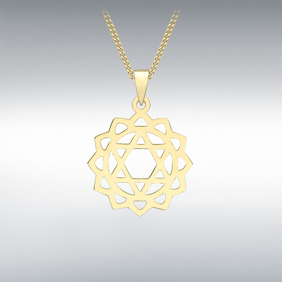 9ct Yellow Gold 14.5mm x 21mm Heart Chakra Pendant